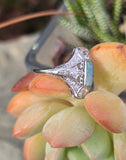 Platinum filigree c.1920's opal and diamond ring