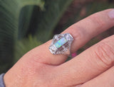 Platinum filigree c.1920's opal and diamond ring