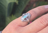 Platinum filigree c.1920's opal and diamond ring