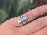 Platinum filigree c.1920's opal and diamond ring