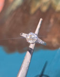 platinum Edwardian mine cut diamond filigree estate vintage antique ring