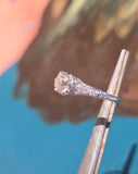 platinum Edwardian mine cut diamond filigree estate vintage antique ring