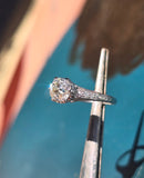 platinum Edwardian mine cut diamond filigree estate vintage antique ring