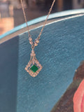 platinum Colombian emerald and diamond Art Deco c.1920's antique pendant necklace
