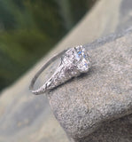 platinum c.1902's European cut diamond filigree estate vintage antique ring