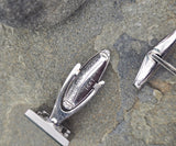 14k white gold Lucien Piccard sapphire estate cufflinks