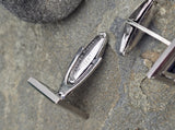 14k white gold Lucien Piccard sapphire estate cufflinks