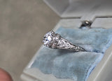 platinum c.1902's European cut diamond filigree estate vintage antique ring