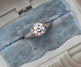 platinum c.1902's European cut diamond filigree estate vintage antique ring