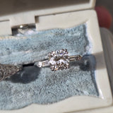 Platinum diamond vintage engagement ring - apx 1.57ct tw GIA certified