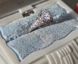 platinum c.1902's European cut diamond filigree estate vintage antique ring