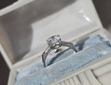 Platinum diamond vintage engagement ring - apx 1.57ct tw GIA certified