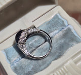 platinum Art Deco c.1920's cabochon blue sapphire and diamond antique filigree ring