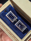 14k white gold Lucien Piccard sapphire estate cufflinks