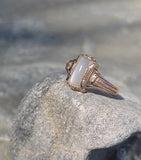 10k gold Deco moonstone antique ring