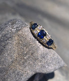 18ct gold sapphire and diamond antique band ring - hallmarks
