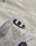 18ct gold sapphire and diamond antique band ring - hallmarks