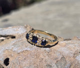 18ct gold sapphire and diamond antique band ring - hallmarks