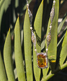 10k tri-colored gold Art Deco c.1920's citrine and pearl estate filigree pendant necklace