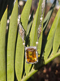 10k tri-colored gold Art Deco c.1920's citrine and pearl estate filigree pendant necklace