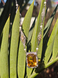 10k tri-colored gold Art Deco c.1920's citrine and pearl estate filigree pendant necklace