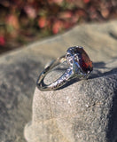 10k gold two-tone c.1920's c.1930's Deco filigree garnet ring