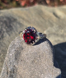 10k gold two-tone c.1920's c.1930's Deco filigree garnet ring