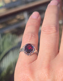 10k gold two-tone c.1920's c.1930's Deco filigree garnet ring