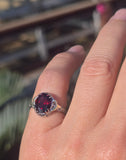 10k gold two-tone c.1920's c.1930's Deco filigree garnet ring
