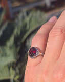 10k gold two-tone c.1920's c.1930's Deco filigree garnet ring