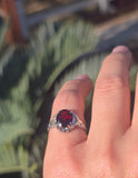 10k gold two-tone c.1920's c.1930's Deco filigree garnet ring