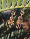 8ct gold Victorian dangle peacock earrings