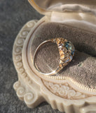 14k gold natural blue zircon floral estate ring