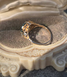14k gold natural blue zircon floral estate ring