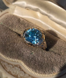 14k gold natural blue zircon Retro estate ring