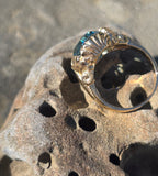 14k gold natural blue zircon Retro estate ring
