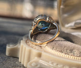 14k gold natural blue zircon Retro estate ring