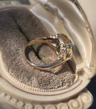 14k gold natural blue zircon Retro estate ring