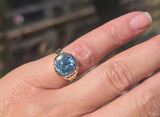 14k gold natural blue zircon Retro estate ring