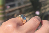 14k gold natural blue zircon Retro estate ring
