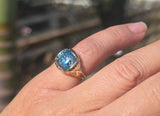 14k gold natural blue zircon Retro estate ring