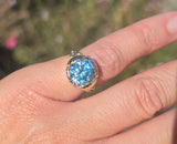 14k gold natural blue zircon Retro estate ring