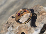 10ct gold Victorian ruby and mine cut diamond ring band