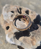 10ct gold Victorian ruby and mine cut diamond ring band