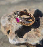 10ct gold Victorian ruby and mine cut diamond ring band
