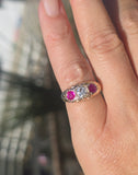 10ct gold Victorian ruby and mine cut diamond ring band