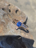 10ct gold Victorian mine cut diamond and blue sapphire ring
