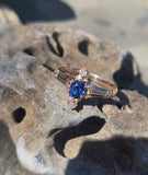 10ct gold Victorian mine cut diamond and blue sapphire ring