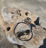 10k gold two-tone natural blue zircon floral estate ring