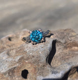 10k gold two-tone natural blue zircon floral estate ring